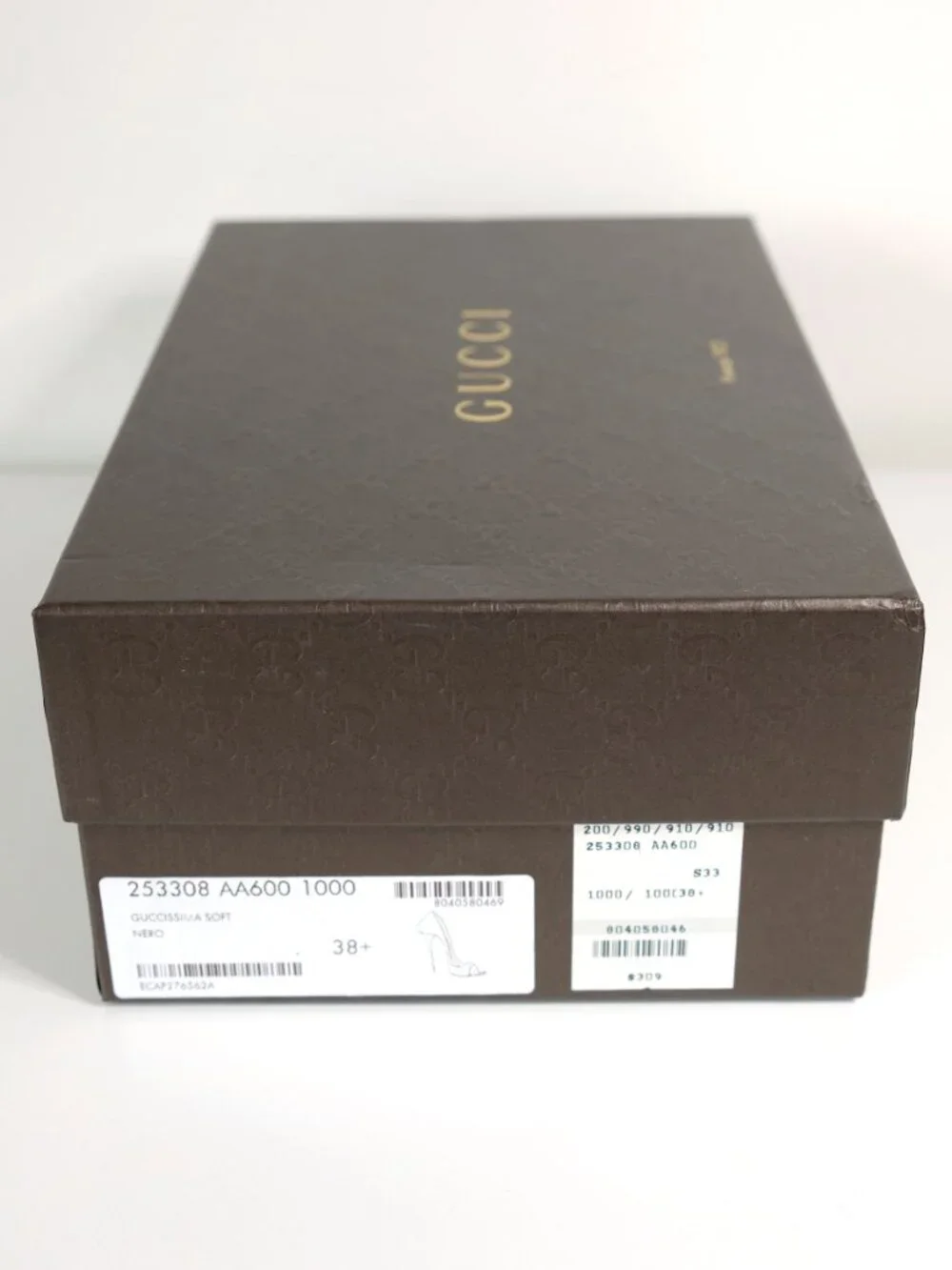 Gucci Guccissima Peep Toe Stilettos, Matte Black